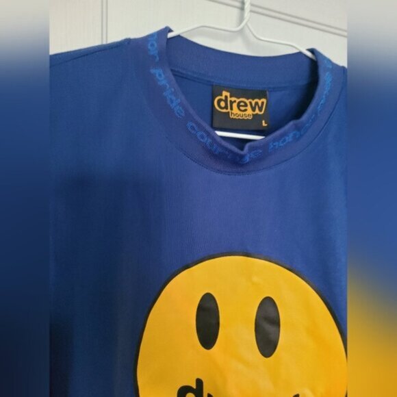 Leafs X Justin Bieber Drew House Blue Smiley Long Sleeved Mock Neck Shirt L - Picture 4 of 15